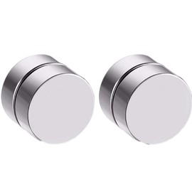 Lottoy® 1 Piece Magnet Circle Round Stud Earring, Stainless Steel Magnetic Ear Studs No Piercing for Women Men Health (Silver, 6mm)