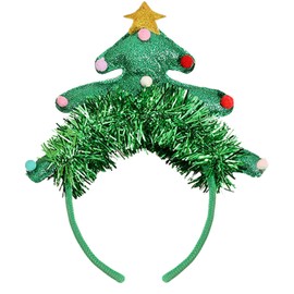 Yaahoony Christmas Tree Headbands for Women, with Colorful Balls and Stars on the Green Tree for Christmas Party Gifts and Tree Decorations for Girl Kids