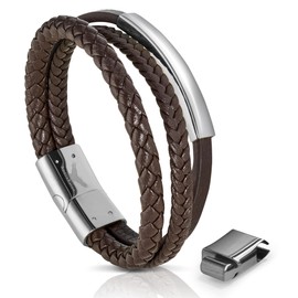 RogueRaven Brown Leather Bracelet For Men [Size Adjustable] Premium Collection – Brown Black Gold Silver | Artisan Bracelet With Stainless Steel Seamlessly Fitting Clasp | In Exclusive Men’s Jewelry Gift Box