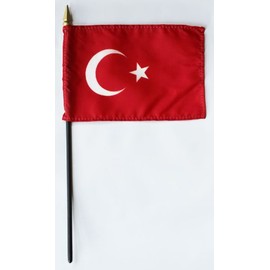 Turkey - 4" x 6" World Stick Flag - Made in The USA