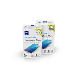 ZEISS Anti-Bacterial Smartphone Screen Wipes, for Computers, Cameras and Binoculars, Individually Packed Single Use Disposable Cloths in Sachets, 70 Percent Alcohol, White, One Size