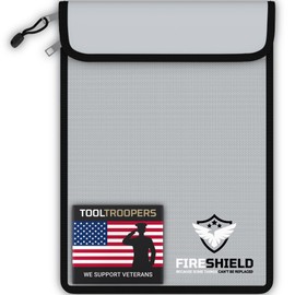 FIRESHIELD PRO Upgraded 2000°F Fireproof Document Bag w/ Dual Pockets – Fire & Waterproof Money Pouch for Cash – Safe Storage for Family Photos, Jewelry, Passport & Important Documents – 15" x 11"