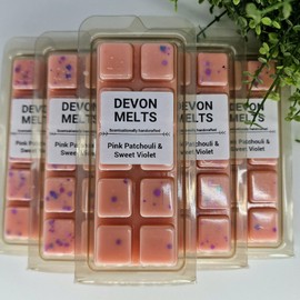 Devon Melts - Pink Patchouli & Sweet Violet - Highly Scented 100% Soy Wax Snapbar