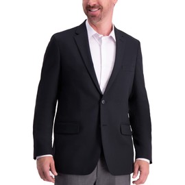 Haggar Men's The Active Series Classic Fit Gabardine Blazer (Regular and Big and Tall Sizes), Black, 42 Short