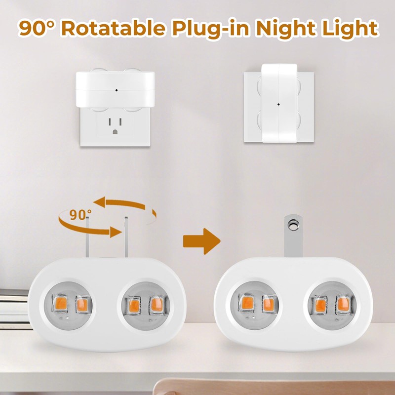 SETEN 4 Pack Night Light, Plug-in Wall NightLights with Rotatable,