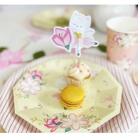 Cat Ballerina Cupcake Toppers (Set of 12) | Ballerina Cupcake Tops Toppers Picks Pics | Cat Cupcake Tops Toppers Picks Pics