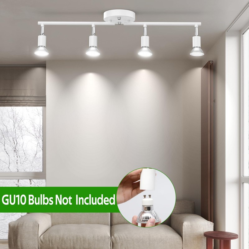 AIBOO Track Lighting Kit, Modern White Ceiling Spot Lighting with