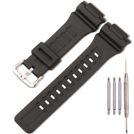 Resin strap Compatible with Casio AEQ110BW AQ-S810 W735H AQ-S800W watch band metal buckle replacement wristband (silvery metal buckle)