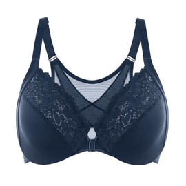 DELIMIRA Women's Front Fastening Bras Posture Lace Underwire Unlined Full Coverage Plus Size Sargasso 48D