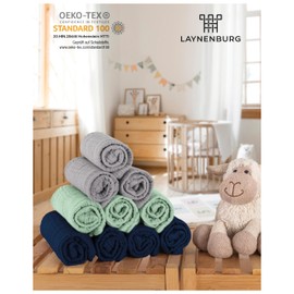 LAYNENBURG Set of 10 Premium Burp Cloths Baby Made of Extra Soft Muslin - 100% Cotton - 30 x 50 cm - Oeko Tex 100 - Muslin Cloths as Muslin Nappies or Cloth Nappies (Multicoloured Boy)