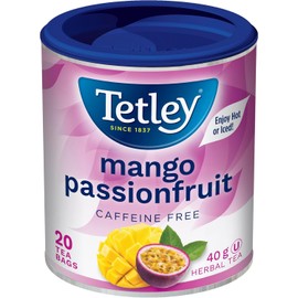 Tetley Tea Mango Passionfruit Tea, Herbal Tea - 20 Tea Bags, 40 Grams, Naturally Caffeine Free, Decaf Tea