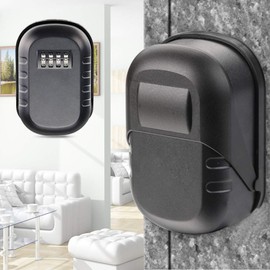2nd Generation Key Box, Key Sharing, Dial-Type, 4-Digit Password Number, Forged Hardened Alloy, Dustproof Cover, Wall Hanging, Key Storage, Padlock, Security Protection, Entryway, Warehouse, Mounting Tool Present, Black