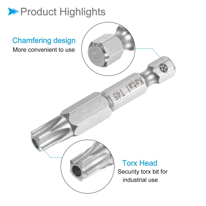 CoCud Magnetic Torx Bits T45 Head 1/4 Inch Hex Shank