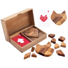 Engelhart - 350101 - Double Tangram Heart Wooden Puzzle - Ecological Wooden Game - 1 and 2 Players - from 4 Years