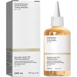 Ácido Glicólico 7% Solución Rejuvenecimiento Tonificante Para Manchas Y Acné, 240ML reafirmante tonificante de ácido glicólico al 7% Aclara el color de la piel