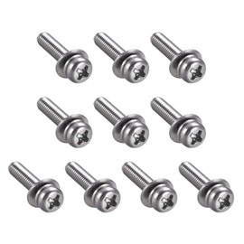 TA-VIGOR 10pcs M4 x 20mm Phillips Pan Head Machine Screws Bolts with Spring and Plain Washers, 304 Stainless Steel Phillips Machine Screw for Heavy-duty Fastening