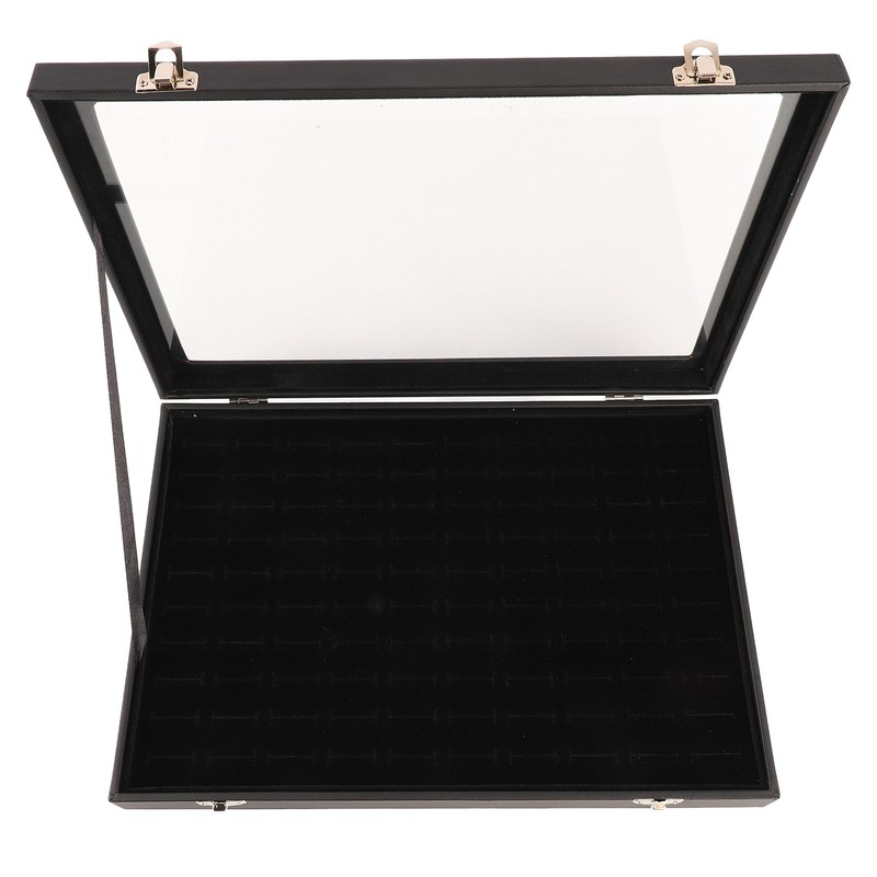 Ring Display Case Organizer with Transparent Lid 100 Slot Jewelry