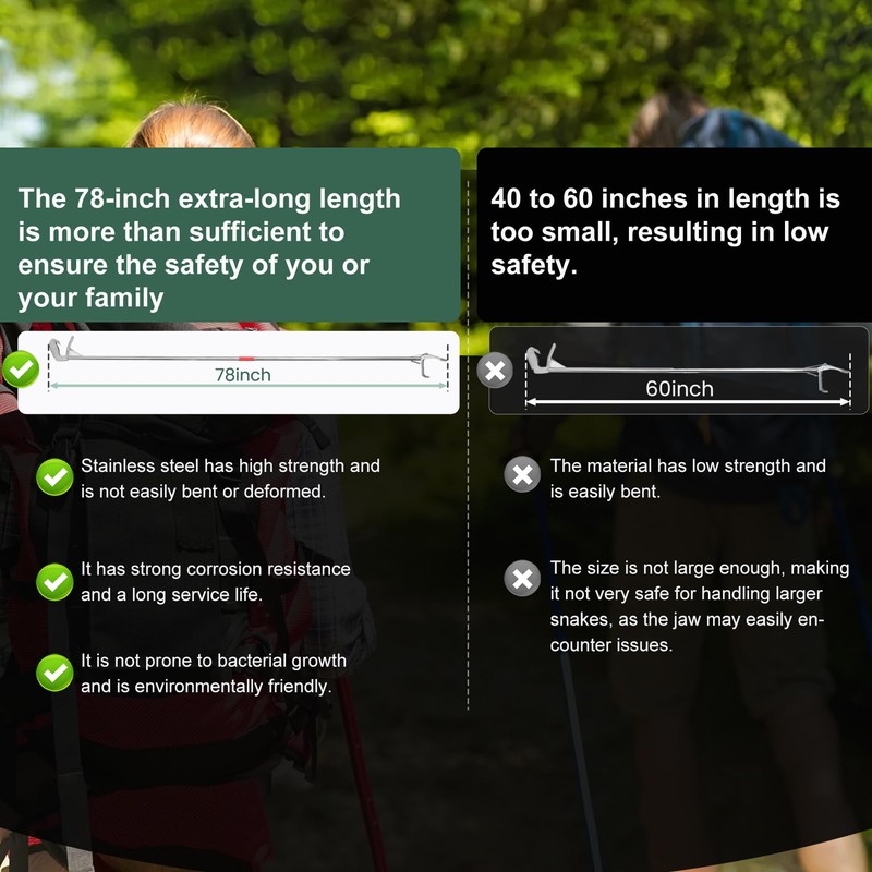 Puzau 78 Inch Folding Snake Grabber Tool Extra Long Snake