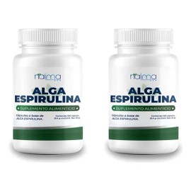 Alga Espirulina Orgánica 500 Mg Pack 2 Frascos Con 100 Caps Sin Sabor                                                                                 