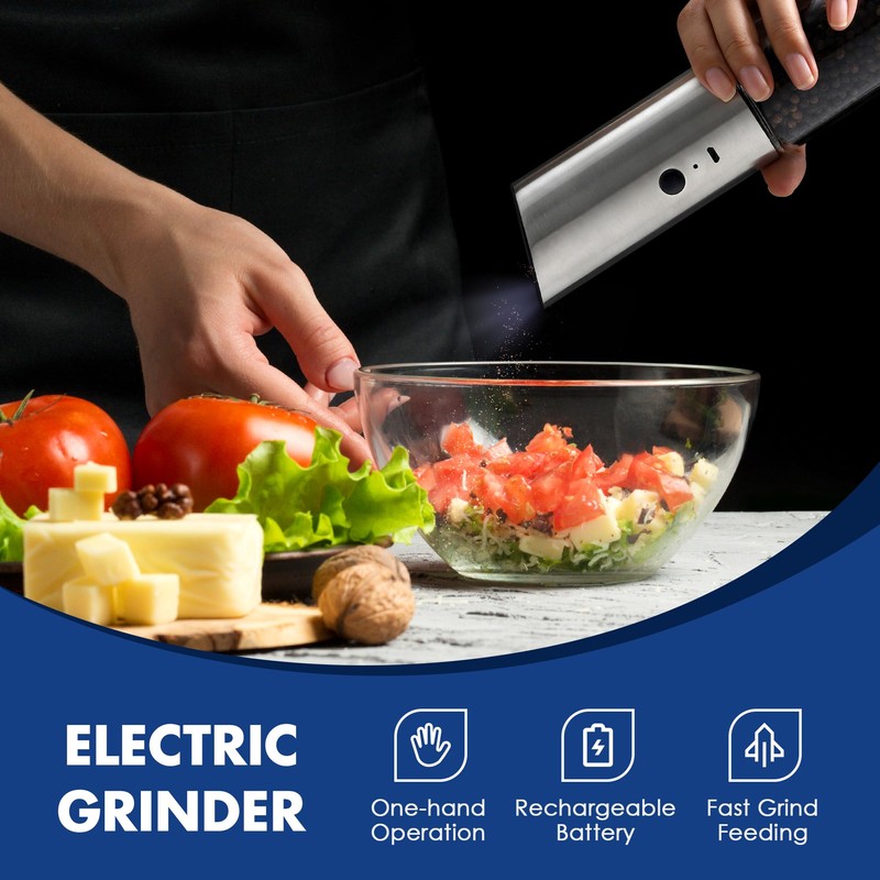Vzaahu Gravity Electric Pepper and Salt Grinder Set of 2