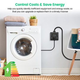 AC Power Meter with Color LCD Digital Display Screen and NEMA L6-30 Plug, 120-240V 30A, Real-Time Monitoring of Voltage, Current, Power, Energy, Frequency, and Power Factor