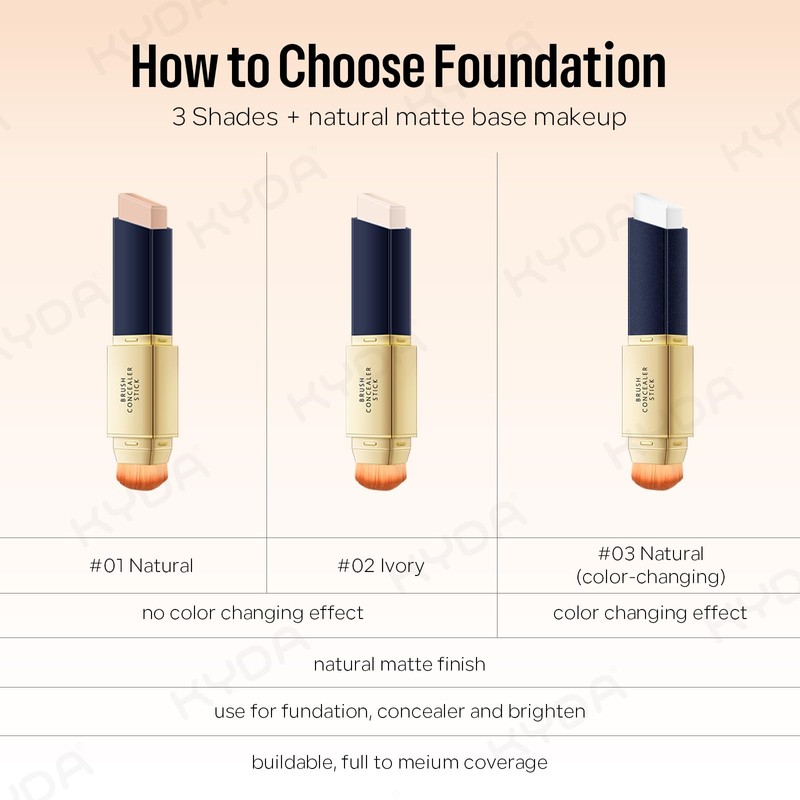 KYDA Foundation Stick, Natural Buildable Color, Full to Medium Coverage