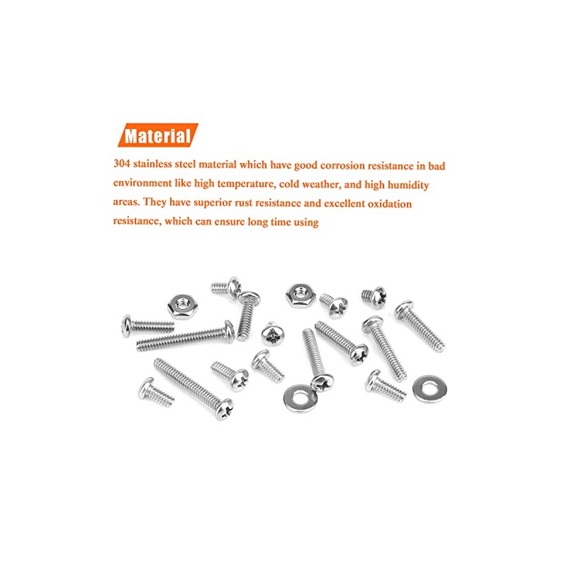 240 Pieces #6-32 Phillips Pan Head Machine Screws Nuts Washers