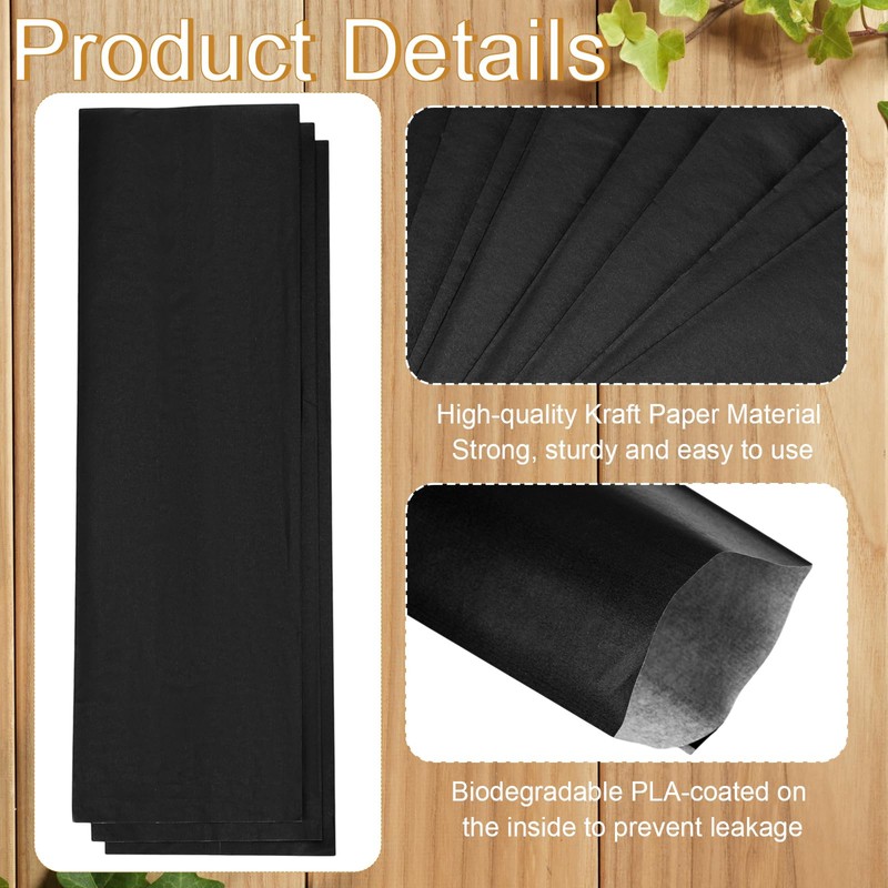 Zhehao 200 Pcs Kraft Paper Bags Kraft Churro Bags Grease