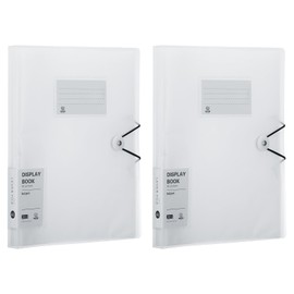 PATIKIL 8.5x11" Binders with Plastic Sleeve, 2 Pcs A4 Display 30 Pocket Portfolio Binder Folder Presentation Book with Clear Plastic Sheet Protector Sleeves for Artwork Documents,White