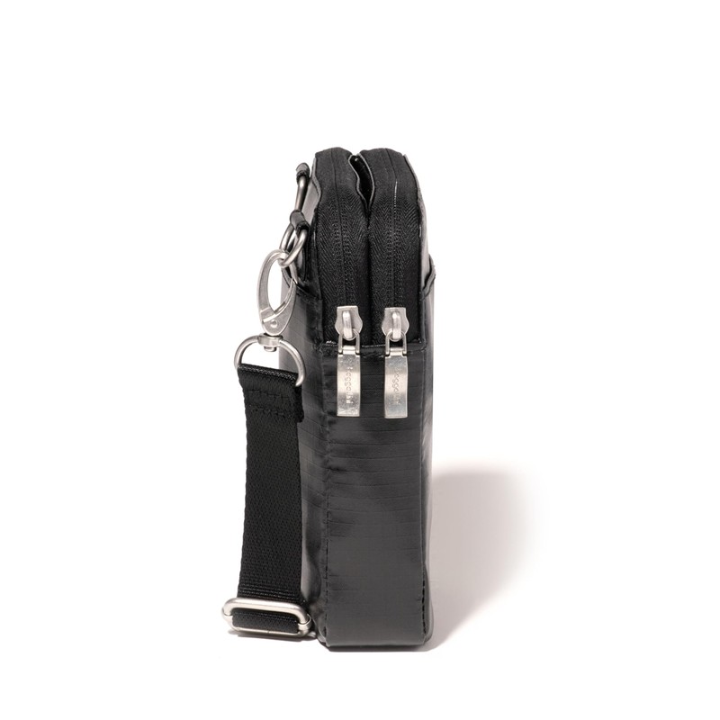 Baggallini Modern Take Two RFID Crossbody, Black Gloss Ripstop