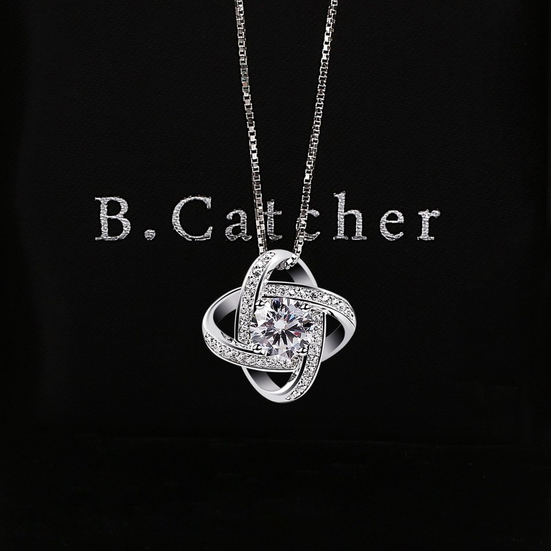 B.Catcher Women's Necklace, Jewellery, Pendant, 925 Sterling Silver Twist Cube