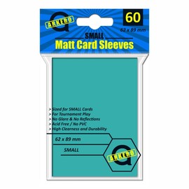 Arkero-G 60 Small Matt Card Sleeves Turquoise / Aqua (Matte Card Sleeves) - for Slim Games like Yu-Gi-Oh! Japanese Size