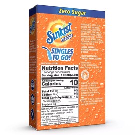 Sunkist Soda Orange Singles to Go Drink Mix, 2 Boxes with 6 Packets Each
