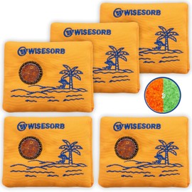 Wisesorb 100gx5pcs Rechargeable Desiccant Packs for Storage, Color Indicating Silica Gel Packets Moisture Absorbers with Visible Window, Reusable Dehumidifier Bags for Gun Safe Closet Basement Car
