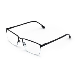 V.W.E. Men Premium Optical Frame Wide Large Head Reading Glasses Half Rim Metal - Reader 145MM DRM03 (Black, 3.00, x)