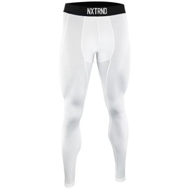 Nxtrnd Men's Compression Pants, Tights Leggings for Sports (White, Large)