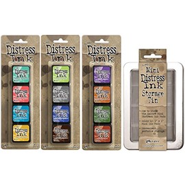Ranger Tim Holtz Distress Mini Ink Pad Kits with Storage Tin - #13, 14, 15 - Bundle of 4