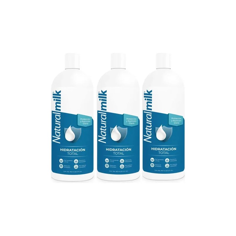 3 Crema Corporal Naturalmilk Hidratación Total 950ml