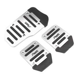 Adunsiaoto 3 Pieces Car Brake Foot Pedals Pad Kit, Car Pedal Cover Fuel Accelerator Brake Pedal Pads Kit, Universal Non-Slip Automatic Gas Brake Foot Pedal Pad, Car Brakes Pedals(Silver)