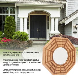 GLOGLOW Bagua Mirror, 4Inch Wooden Concave Mirror Traditional Chinese Feng Shui Convex Bagua Mirror for Protection Against Harmful Special