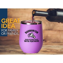 Badminton Pink Edition Wine Tumbler 12oz - Badminton Where we - Badminton Player Racket Sport Theme for Athlete Net Birdie Badmintonist Court Game