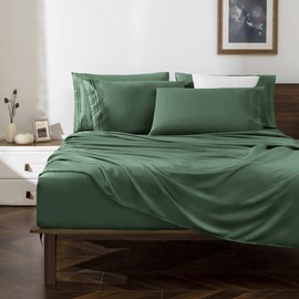 Horbaunal Green Twin Size Sheet Set - 4 Piece Luxury 1800 Thread Count Bedding Sheets & Pillowcases - 16 Inch Deep Pocket Microfiber Bedding Set - Soft & Wrinkle Bed Sheets
