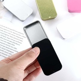 CZNBZIU 2 small tin cans, metal tin, container, tin canister, sliding lid, empty storage box, candy box, egg tin box for black