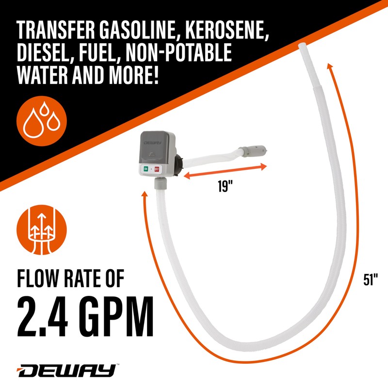 DeWay Fuel Transfer Pump for Gas Can with Basic Clip-On