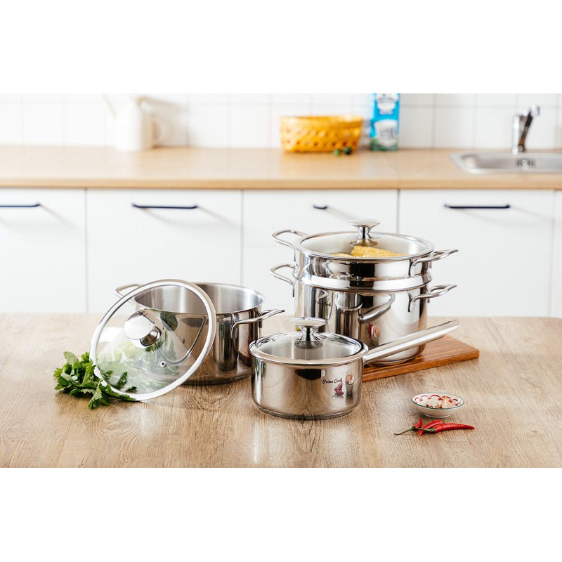 Prime Cook 3'' High Wall Stainless Steel Steamer Basket (9.45''/24CM)
