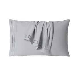 Clara Clark Pillow Cases Standard Size - Ultra Soft Pillow Cover, Lightweight Microfiber Pillow Cases Queen Size Set of 2 - Envelope Closure Pillowcases, Silver.