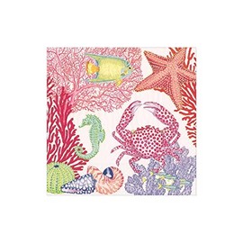 Caspari Under the Sea Paper Cocktail Napkins, 20 Per Package