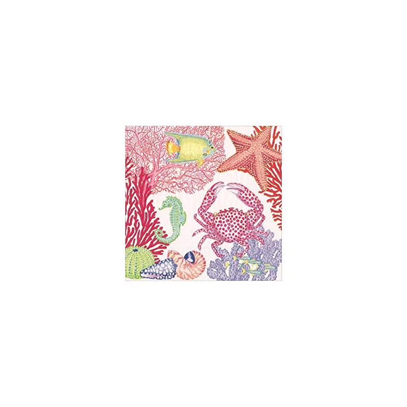 Caspari Under the Sea Paper Cocktail Napkins, 20 Per Package