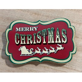 MERRY CHRISTMAS SLEIGH & REINDEER  WOODEN/MASONIT