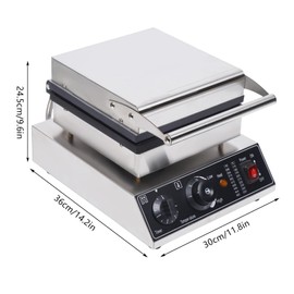Waffle Maker, 1750W 50-300℃ Commercial Electric Machine Nonstick Waffle Making Machine Flip Waffle Muffin Baker Machine Stainless Steel Temperature and Time Control for Restaurant(4 Grids Rectangular)